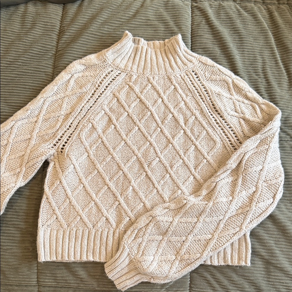 American Eagle Outfitters Cream Turtleneck Sweater